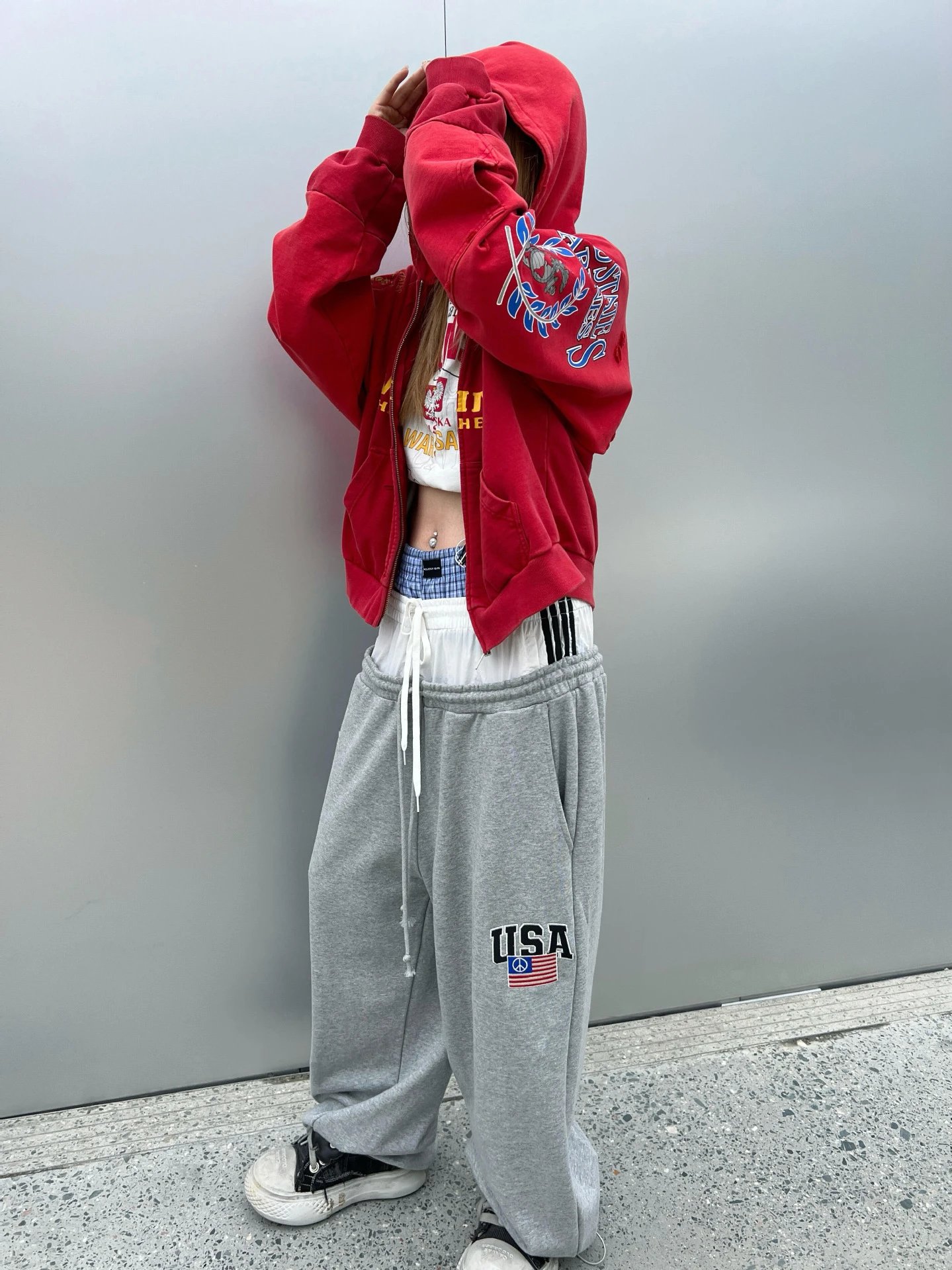 Design USA Graphic Sweatpants Gray - 7