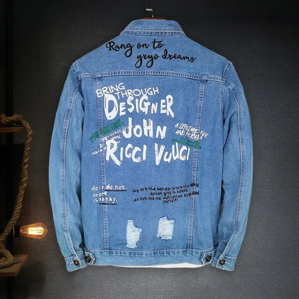 Design Custom Graphic Denim Jacket Blue - 1