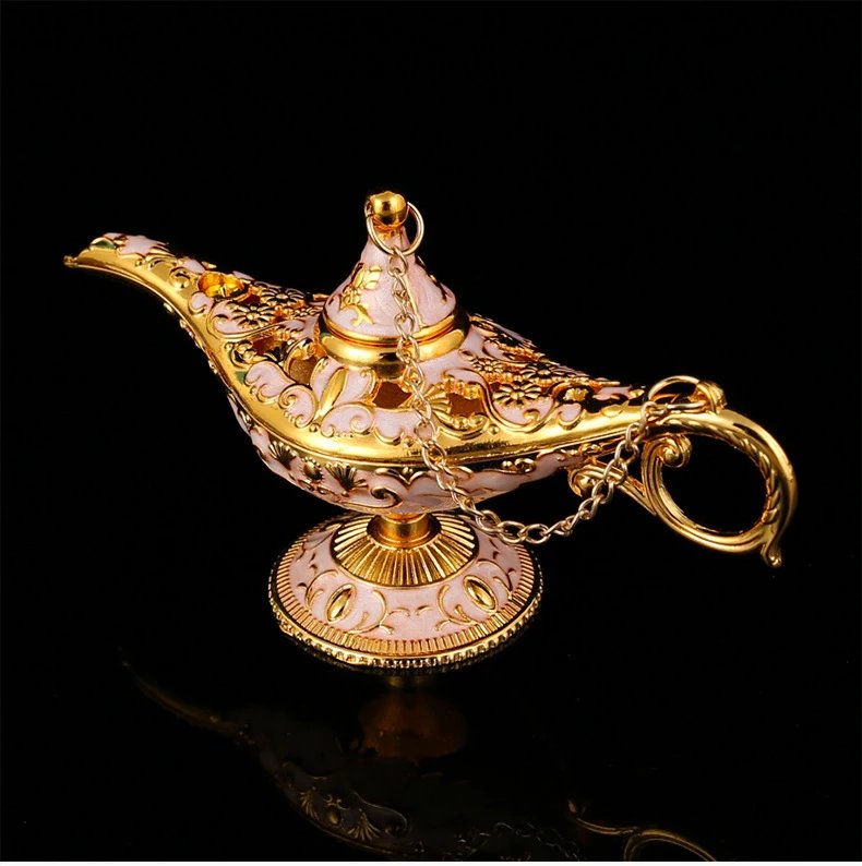 Design Aladdin's Magic Lamp Ornament Gold Green Enamel Decorative Figurine Accessories - 8
