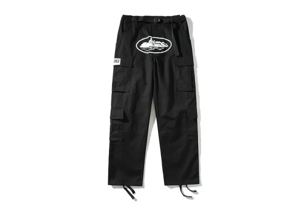 Design Cargo Pants with Neon Green Ship Logo Black - 5