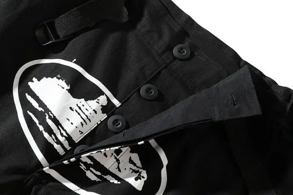 Design Cargo Pants with Neon Green Ship Logo Black - 10