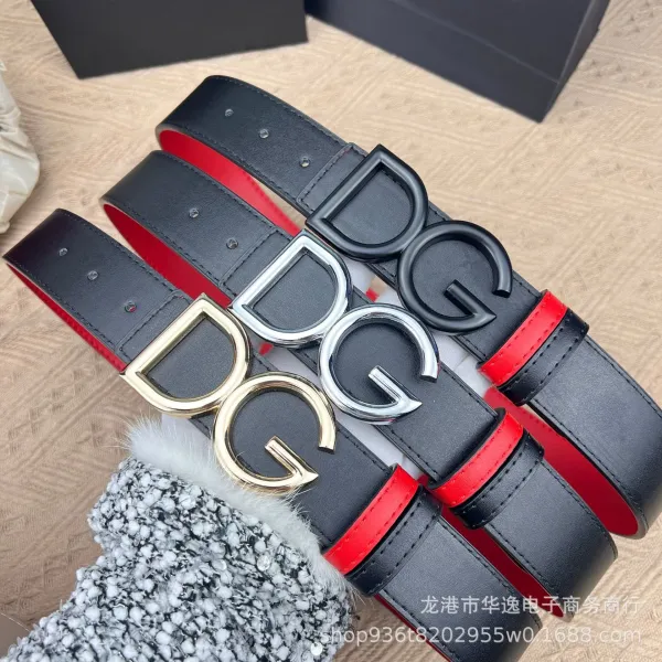 Dolce & Gabbana DG Logo Belt Red and Black Leather Belt - 11