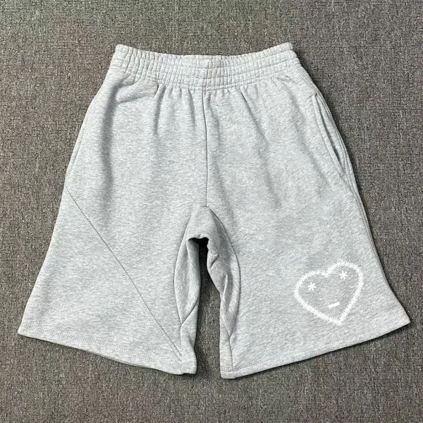 Design Heart-Embroidered Sweat Shorts Gray - 1