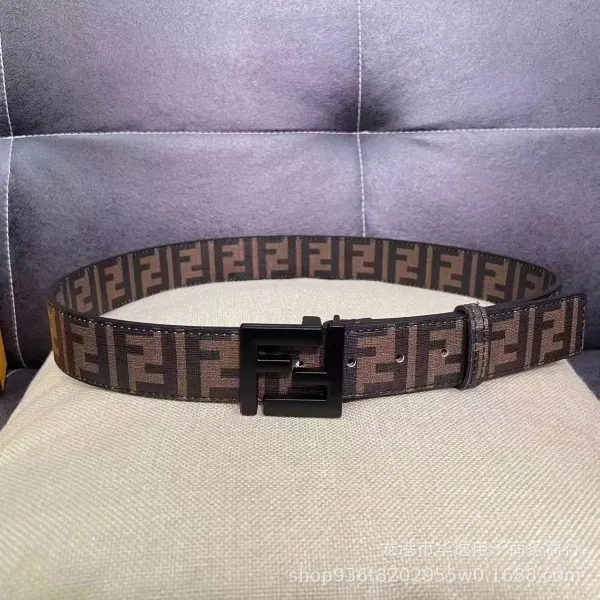 Fendi FF Logo Belt Brown Canvas Belt - 10