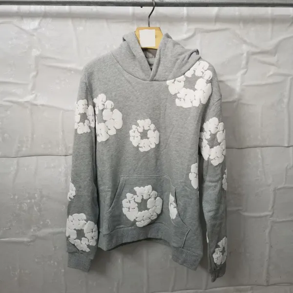 Design Floral Print Red Hoodie - 5