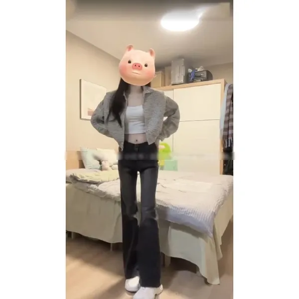 Design Cropped Knit Cardigan Gray + White Crop Top + Black Flared Jeans - 8