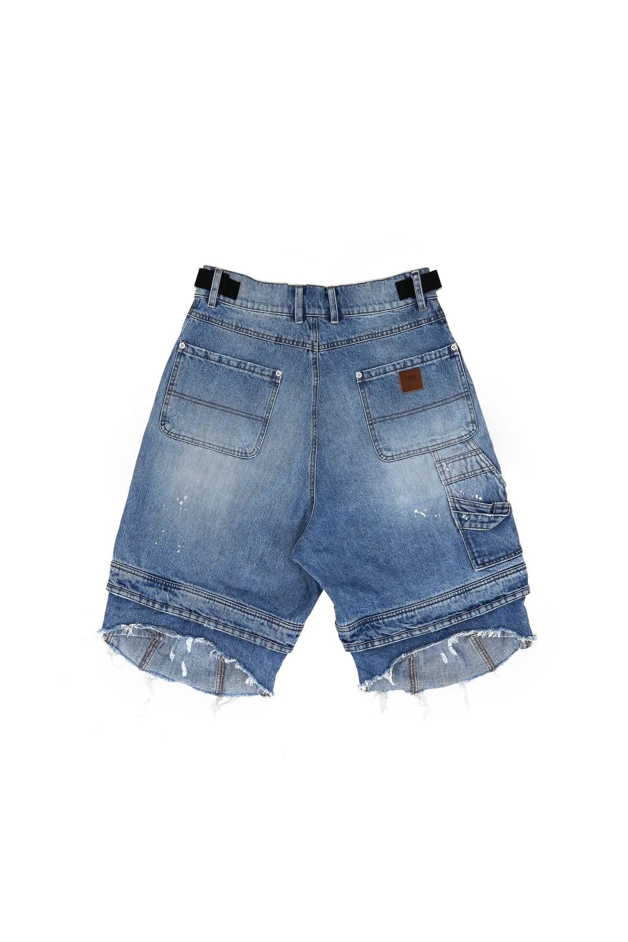 Design Cargo Denim Jeans Light Wash Distressed Cuffed Jeans - 13