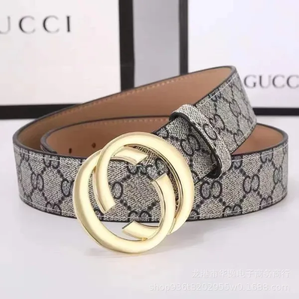 Gucci GG Marmont Belt Beige Gray Canvas Belt - 1