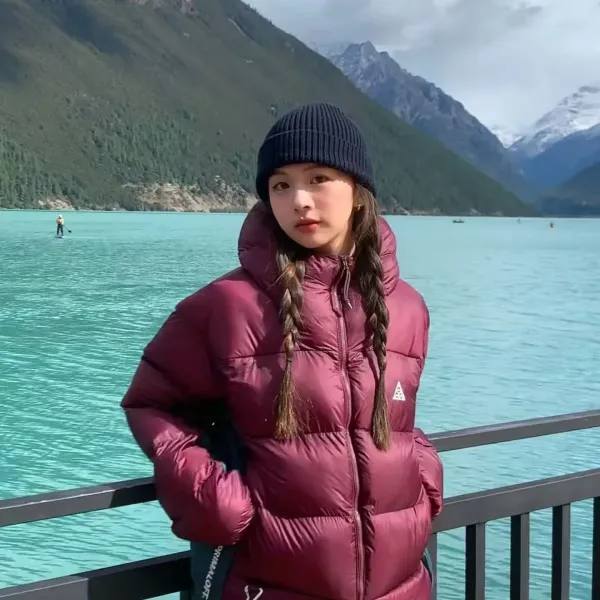 Moncler Genius Down Jacket Burgundy with Green Panels - 12