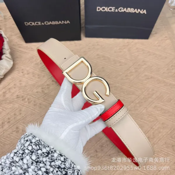 Dolce & Gabbana DG Logo Belt Red and Black Leather Belt - 4