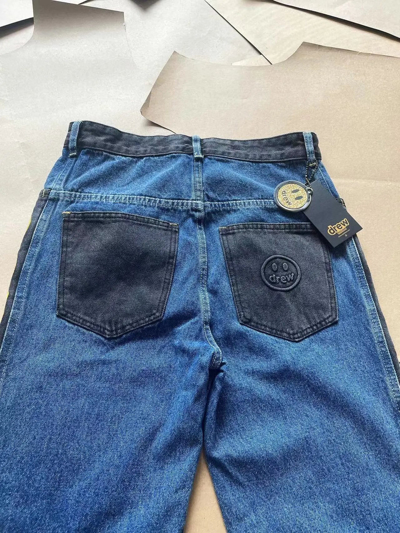 Drew House Logo Stripe Straight Leg Jeans Blue - 4