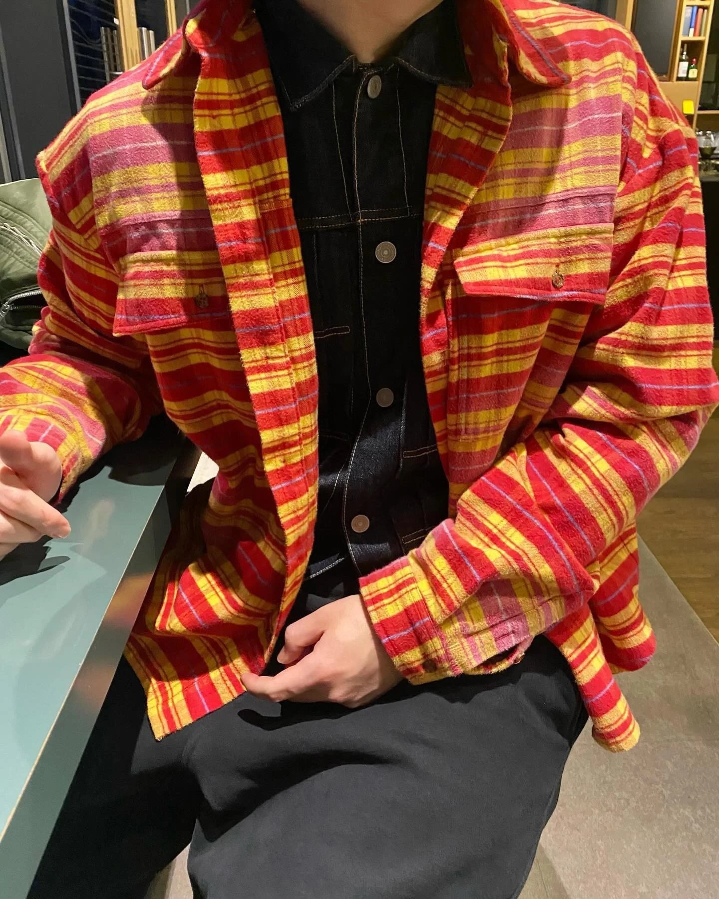 Design Flannel Shirt Red Yellow Plaid Shirt Tops.shirt - 8