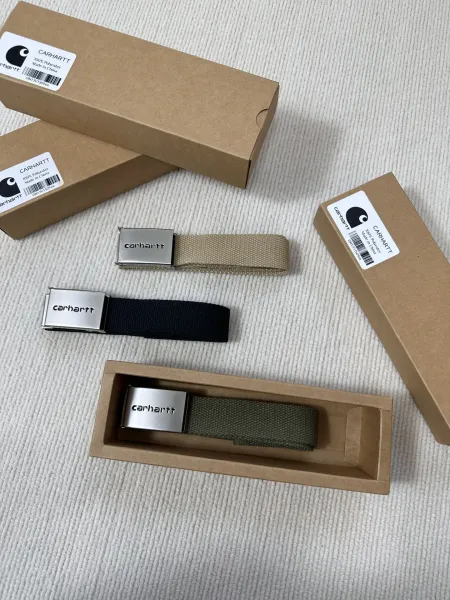 Carhartt Work In Progress Webbing Belt Beige / Black / Army Green Canvas Belt - 12
