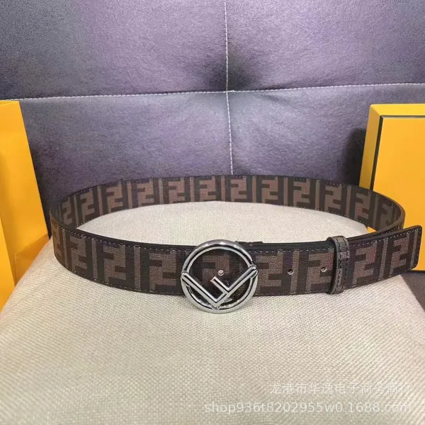 Fendi FF Logo Belt Brown Canvas Belt - 8