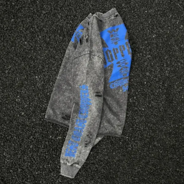 Design West Coast Choppers Acid Wash Distressed Crewneck Sweatshirt Sweater - 5