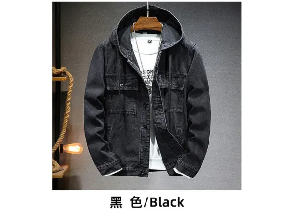 Design DS8965-2 Black Hooded Denim Jacket - 10