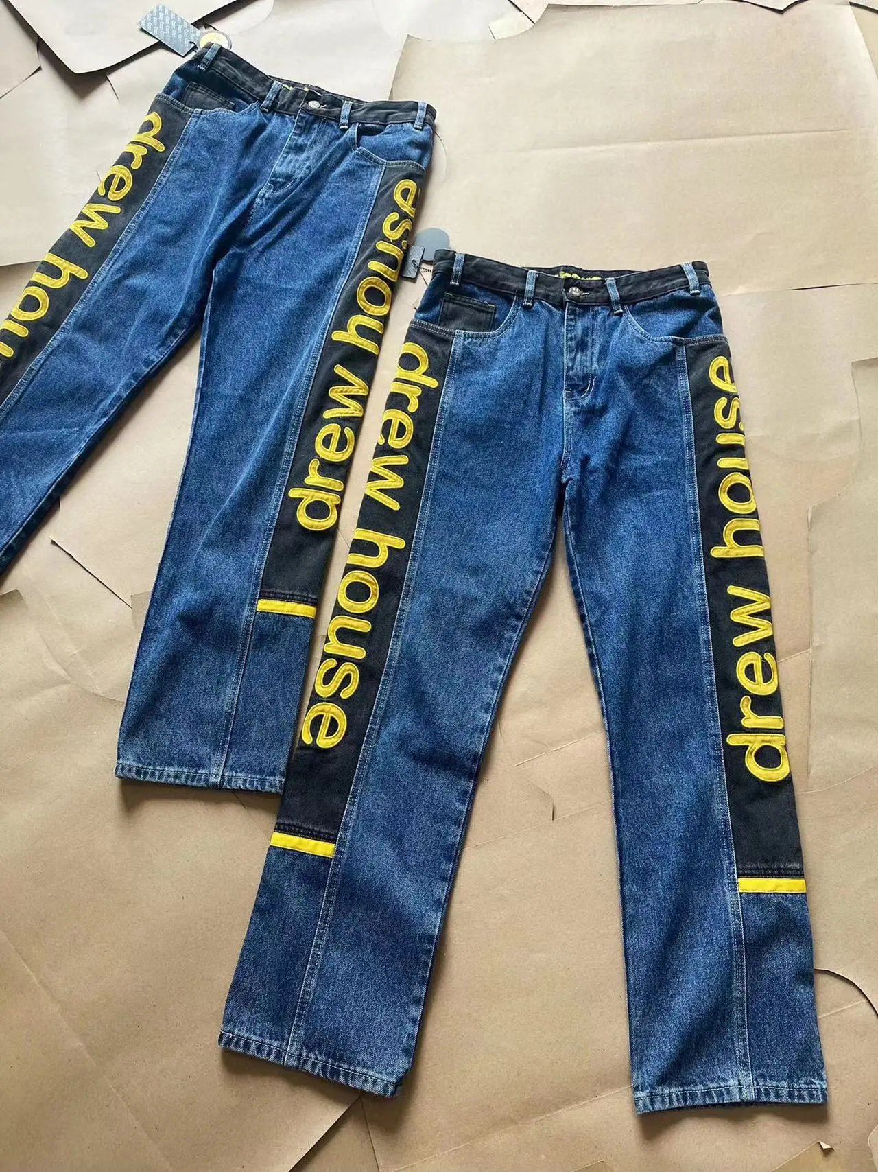Drew House Logo Stripe Straight Leg Jeans Blue - 2