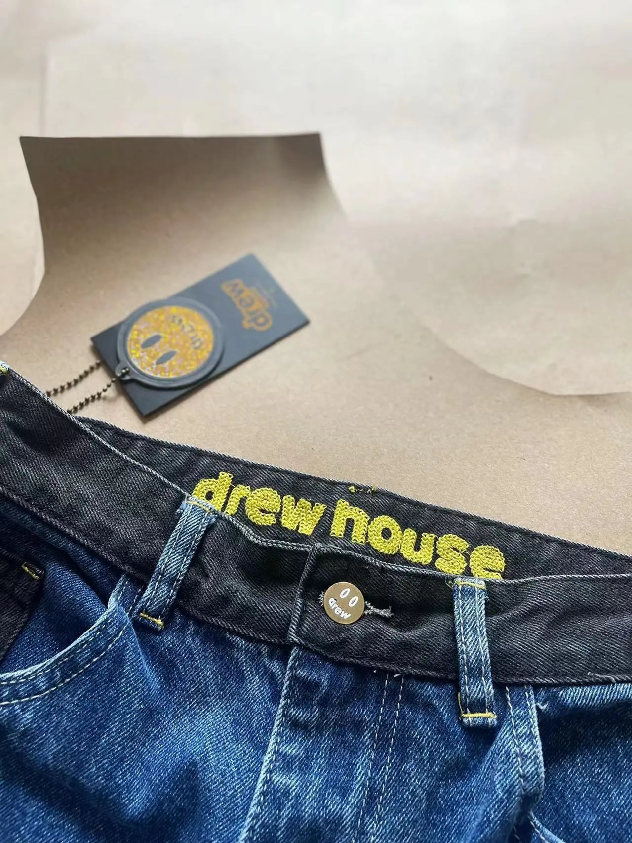 Drew House Logo Stripe Straight Leg Jeans Blue - 8