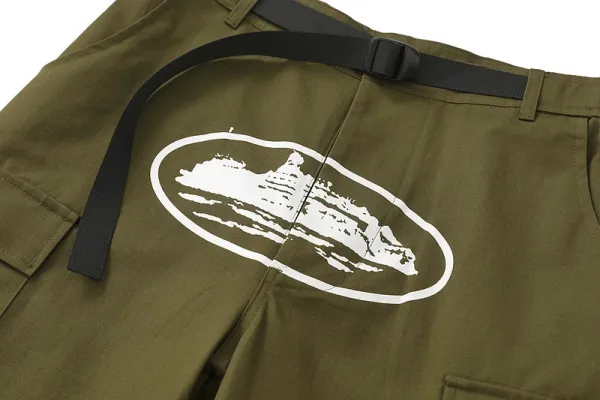 Design Cargo Shorts with Ship Graphic and Detachable Belt Navy - 20