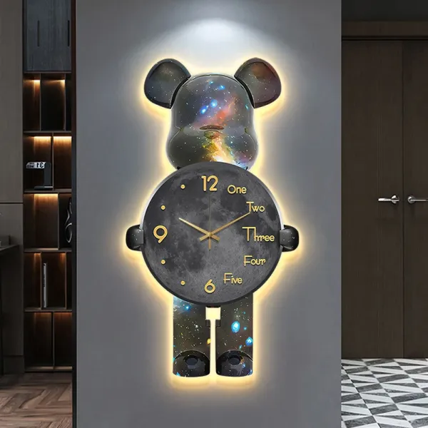 Design Bear Galaxy Wall Clock with LED Backlight Accessories - 1