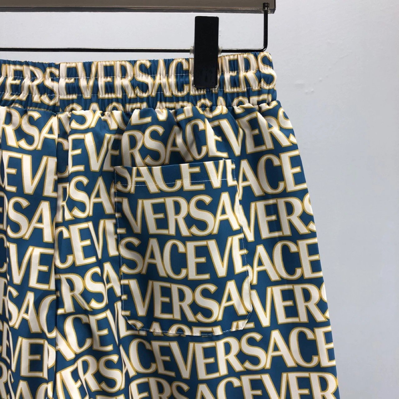 Versace Logo Print Swim Shorts Navy - 4