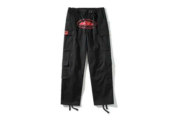 Design Cargo Pants with Neon Green Ship Logo Black - 12