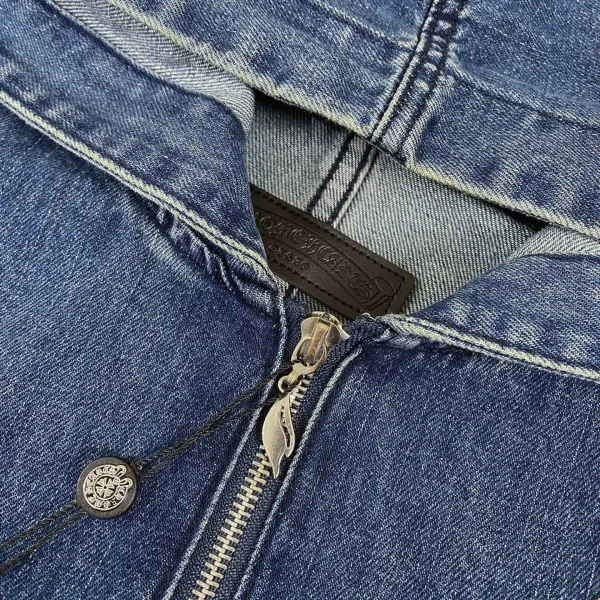 Chrome Hearts Denim Half-Zip Hoodie Blue - 18