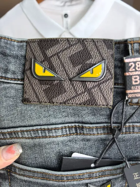 Fendi Monster Eyes Denim Jeans Gray - 4