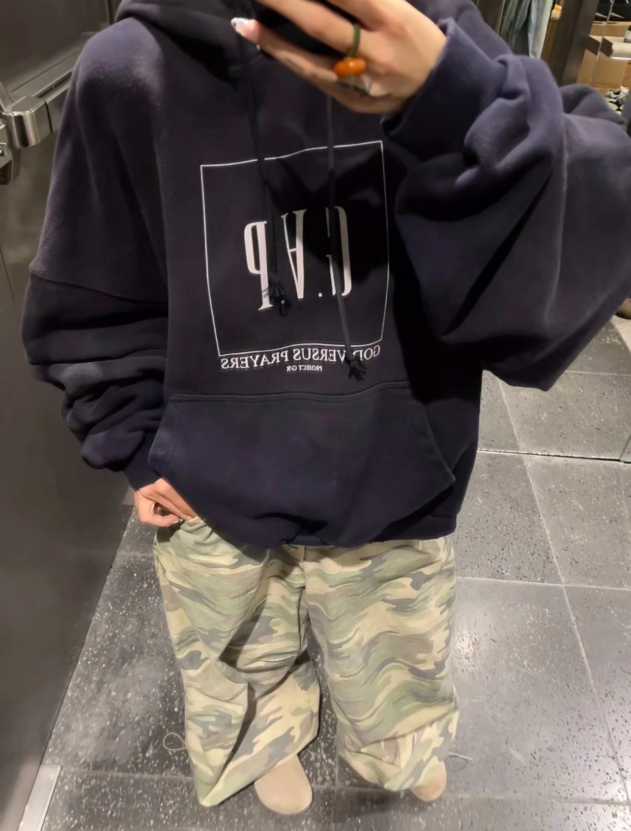 GAP x God Versus Prayers Oversized Hoodie Gray - 18