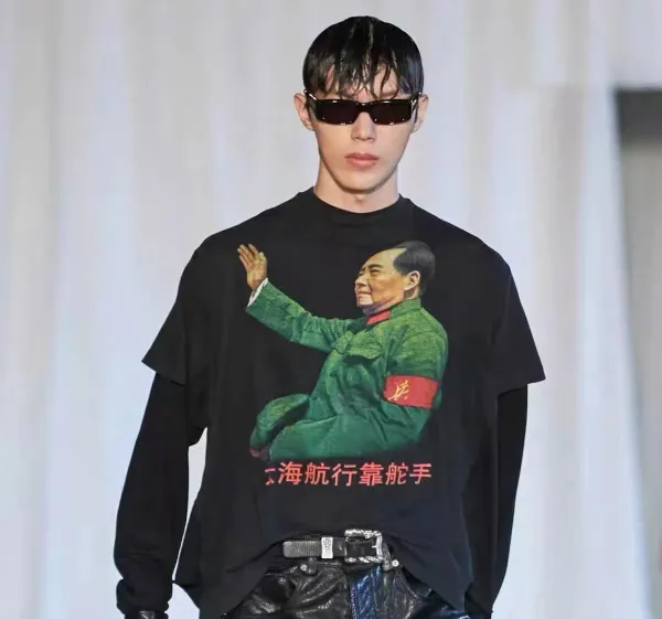 Design Mao Zedong Graphic Oversized Long Sleeve T-Shirt Black - 6