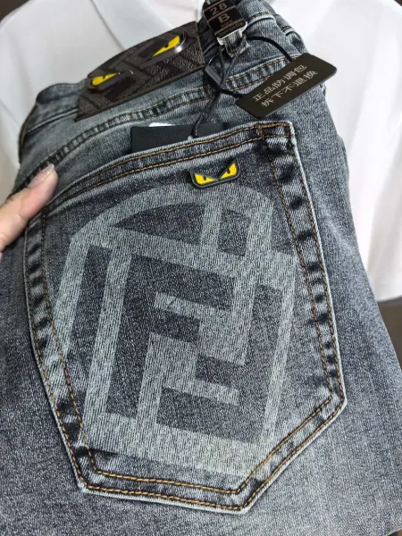 Fendi Monster Eyes Denim Jeans Gray - 6