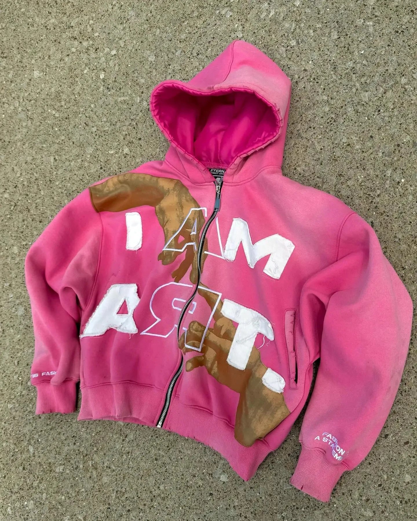 Design 'I AM' Graphic Zip-Up Hoodie Red - 13