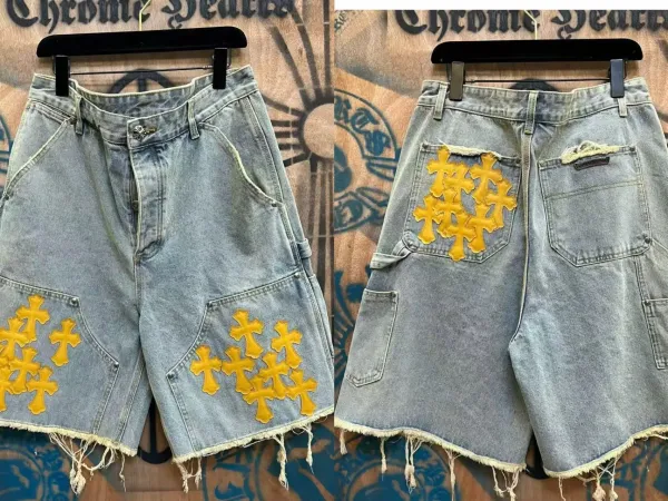 Chrome Hearts Cross-Embellished Distressed Denim Shorts - 1