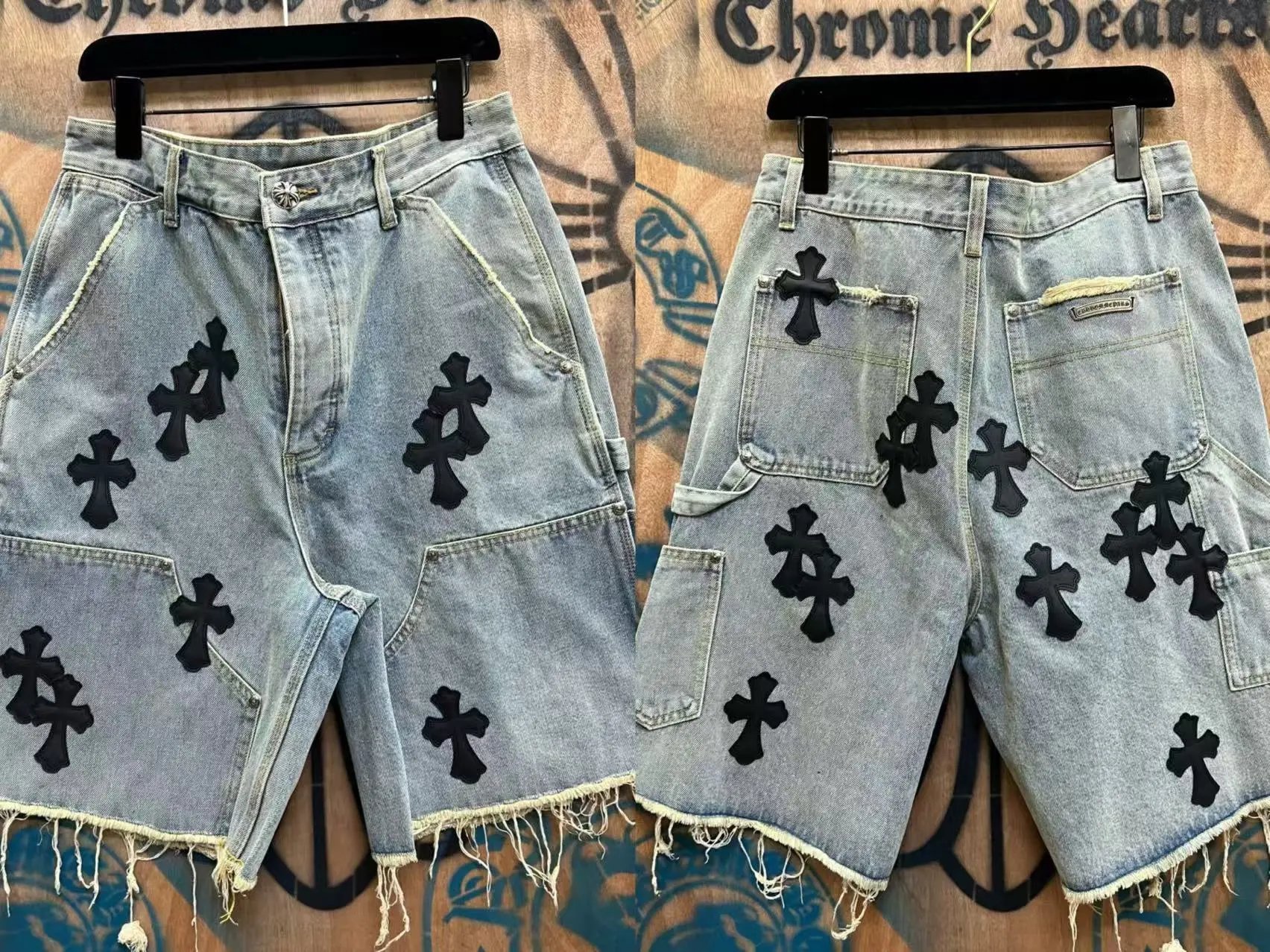 Chrome Hearts Cross-Embellished Distressed Denim Shorts - 10