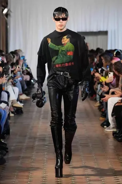 Design Mao Zedong Graphic Oversized Long Sleeve T-Shirt Black - 3