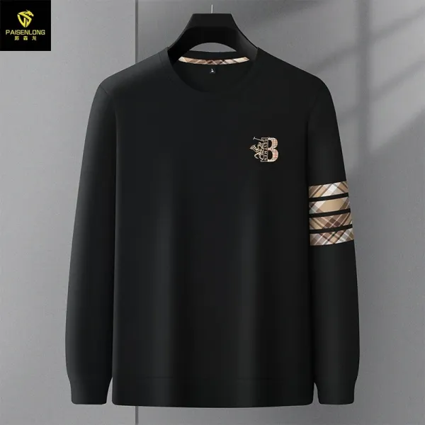 Design PAISENLONG Logo Embroidery Black Long Sleeve T-Shirt T-Shirts - 1