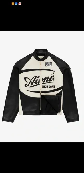 Aimé Leon Dore Leather Racing Jacket Black and White - 26