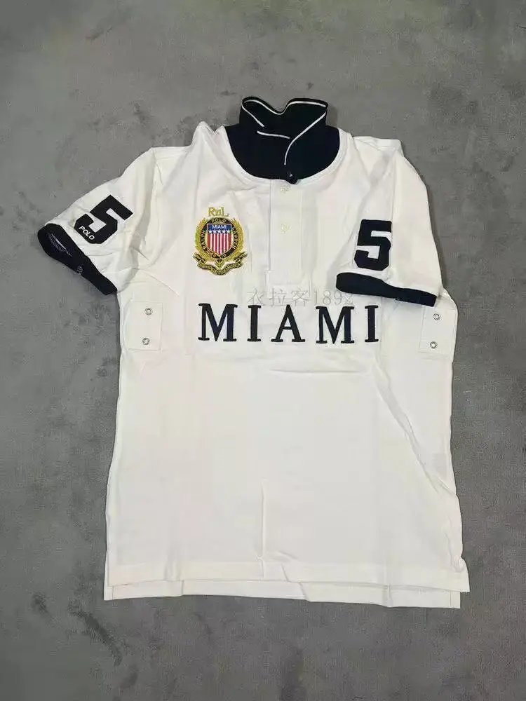 Unbranded Shirts Short-Sleeve City Embroidered Polo Shirt — Miami White