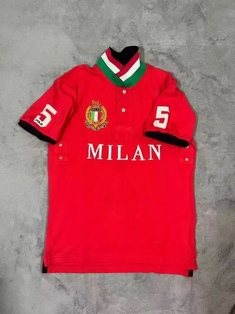 Unbranded Shirts Short-Sleeve City Embroidered Polo Shirt — Milan Red