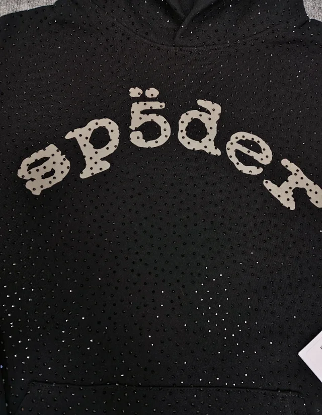 Sp5der Hoodies & Sweatshirts Rhinestone Spider Graphic Hoodie product detail image 7