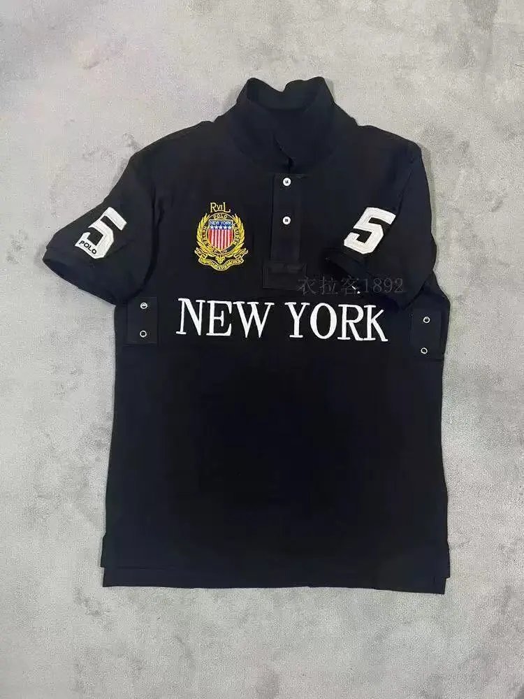 Unbranded Shirts Short-Sleeve City Embroidered Polo Shirt — New York Black