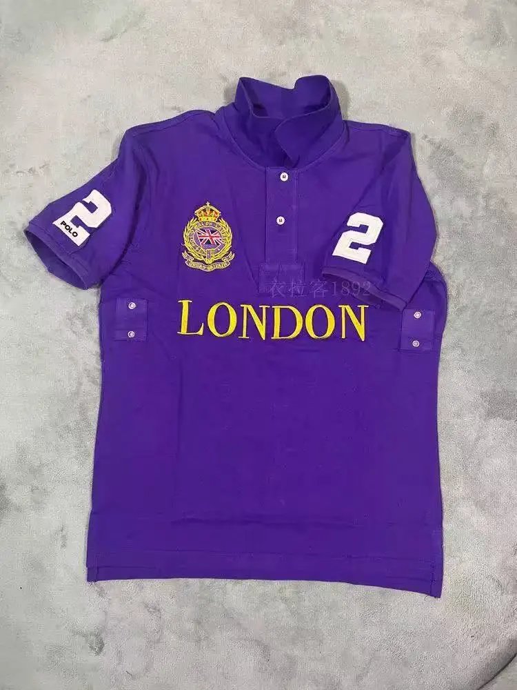 Unbranded Shirts Short-Sleeve City Embroidered Polo Shirt — London Purple