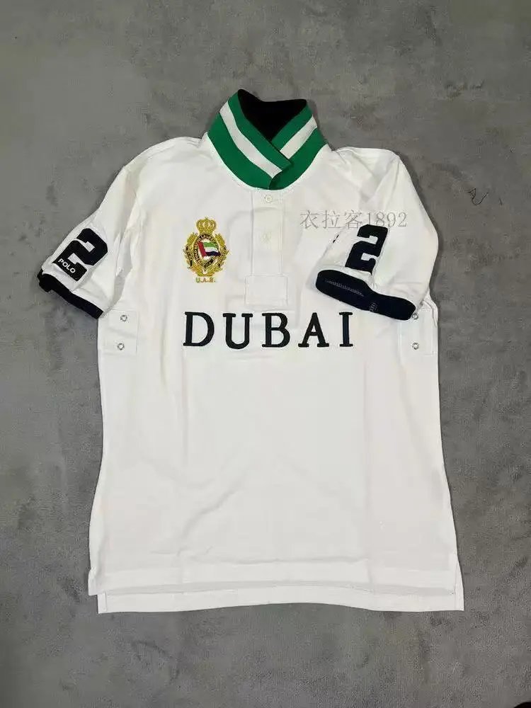 Unbranded Shirts Short-Sleeve City Embroidered Polo Shirt — Dubai White