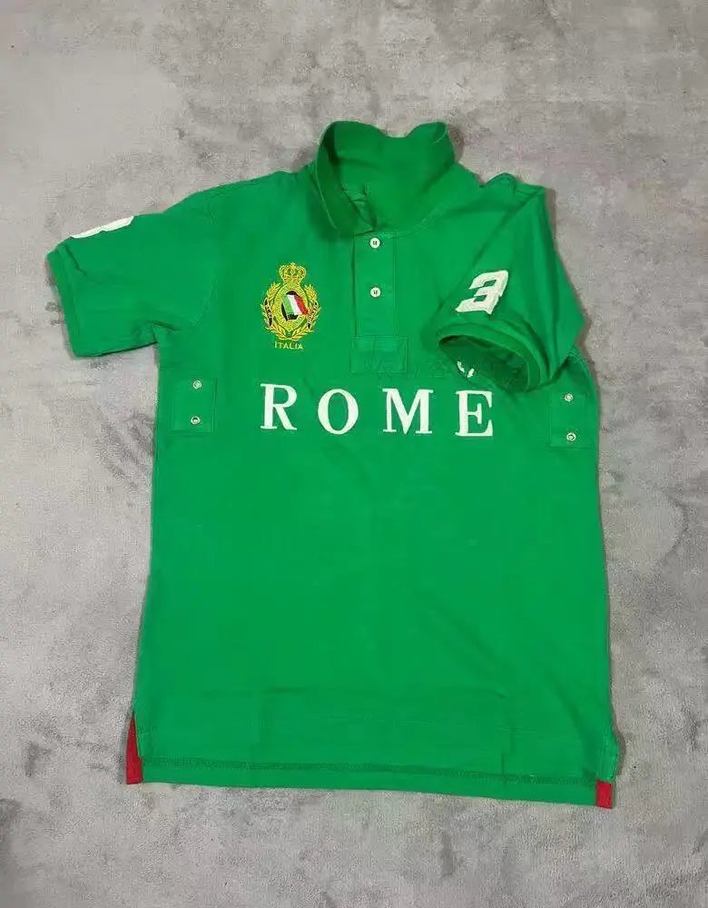 Unbranded Shirts Short-Sleeve City Embroidered Polo Shirt — Roman Emerald Green