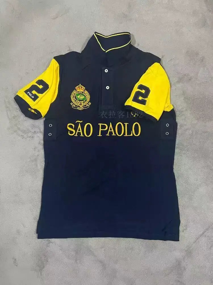 Unbranded Shirts Short-Sleeve City Embroidered Polo Shirt — São Paulo royal blue
