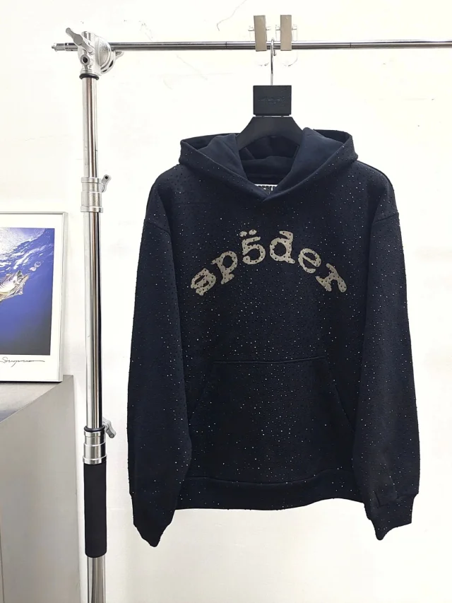 Sp5der Hoodies & Sweatshirts Rhinestone Spider Graphic Hoodie product detail image 17