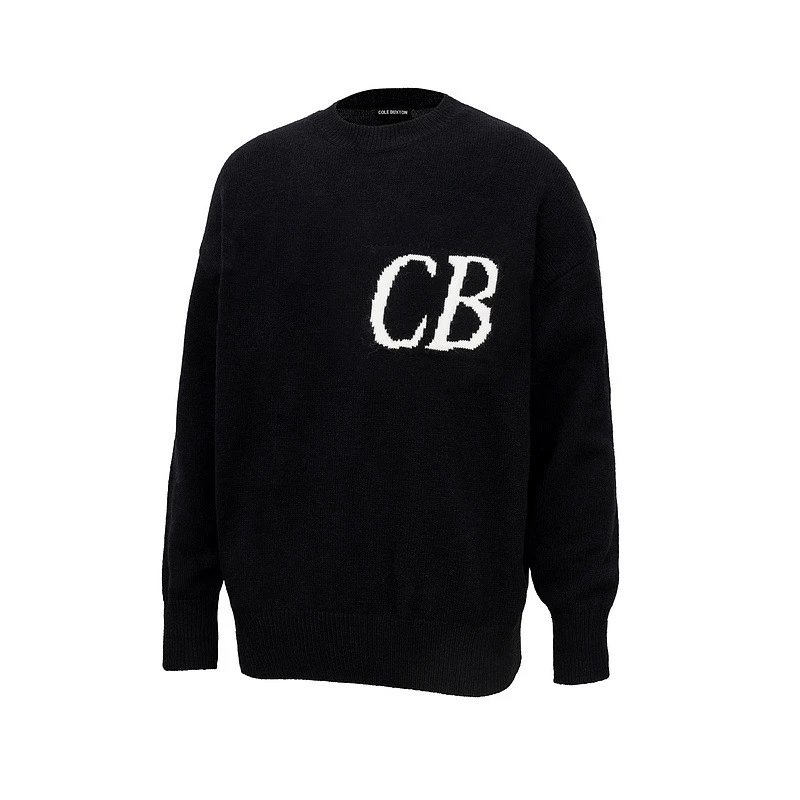 New Cross-Border CB Niche Minimalist Letter Logo Jacquard Loose Crew Neck Unisex Versatile Sweater Streetwear Top