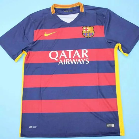 Barcelona 15-16 Home Jersey Red Blue Retro Short Sleeve Soccer Jersey Messi Suarez Neymar Barca