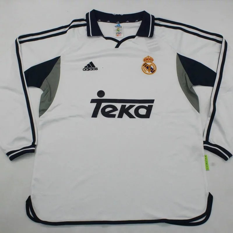ad 00-01赛季皇马球衣 长袖复古足球服 Real Madrid 卡洛斯 劳尔 麦克马纳曼 莫伦特斯 皇家马德里 主场白