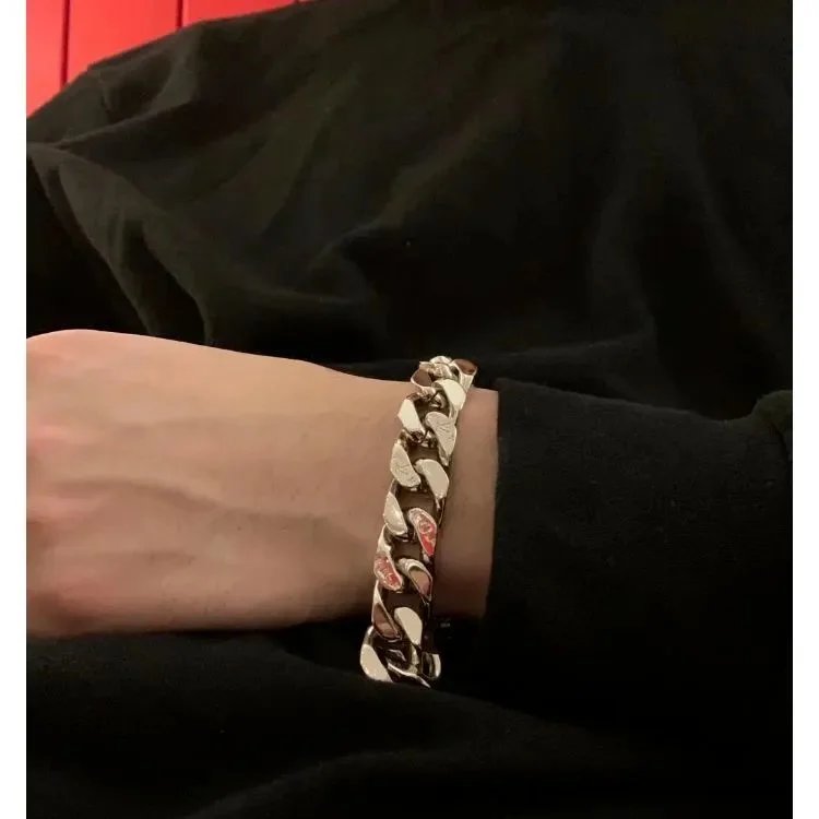 Cuban Style Couples Silver Magnetic Bracelet photo 4